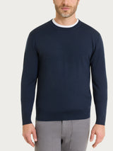 Pull girocollo a maglia unita in Merino Soft Blu Uomo - Ragno