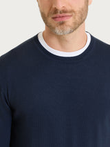 Pull girocollo a maglia unita in Merino Soft Blu Uomo - Ragno