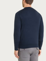 Pull girocollo a maglia unita in Merino Soft Blu Uomo - Ragno