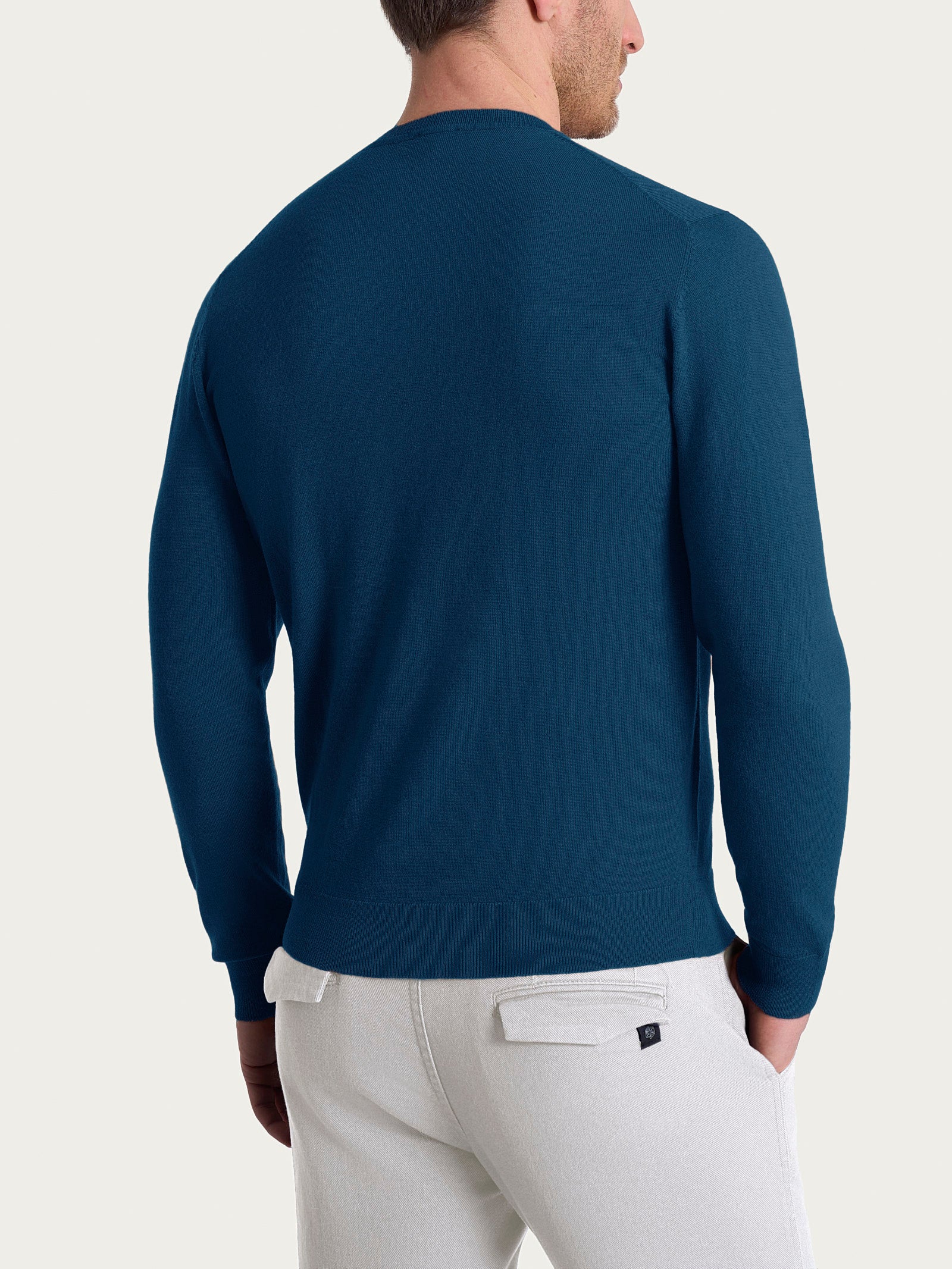 Pull girocollo a maglia unita in Merino Soft Azzurri Uomo - Ragno