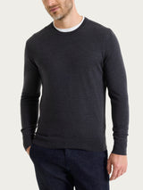 Pull girocollo a maglia unita in Merino Soft Neri Uomo - Ragno