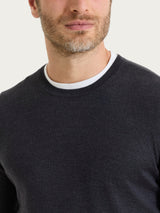 Pull girocollo a maglia unita in Merino Soft Neri Uomo - Ragno