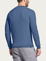 Pull girocollo a maglia unita in Merino Soft Blu Uomo - Ragno