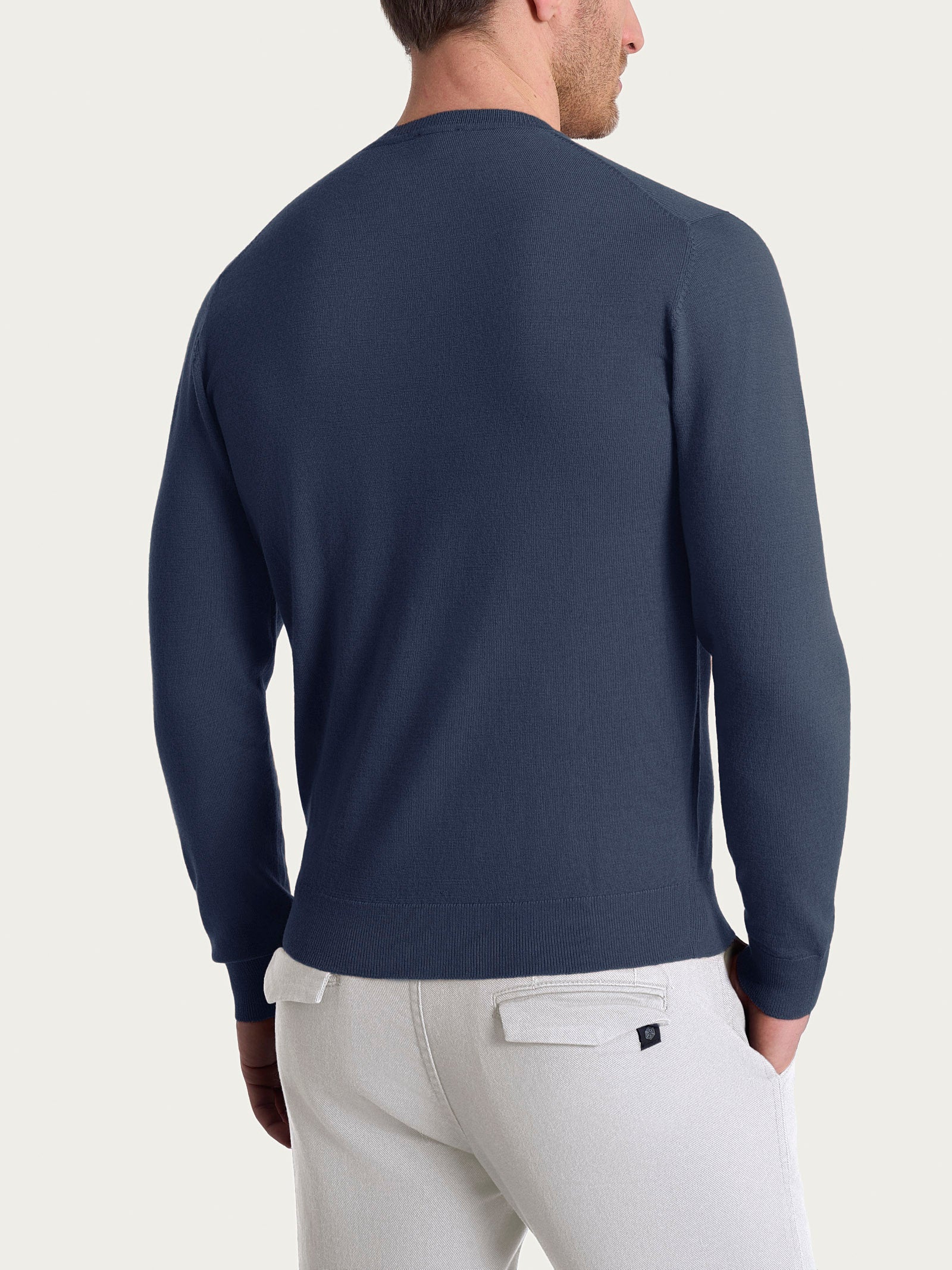 Pull girocollo a maglia unita in Merino Soft Viola Uomo - Ragno