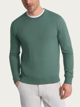 Pull girocollo a maglia unita in Merino Soft Verdi Uomo - Ragno