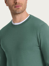 Pull girocollo a maglia unita in Merino Soft Verdi Uomo - Ragno