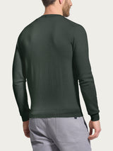 Pull girocollo a maglia unita in Merino Soft Verdi Uomo - Ragno