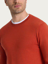 Pull girocollo a maglia unita in Merino Soft Arancioni Uomo - Ragno
