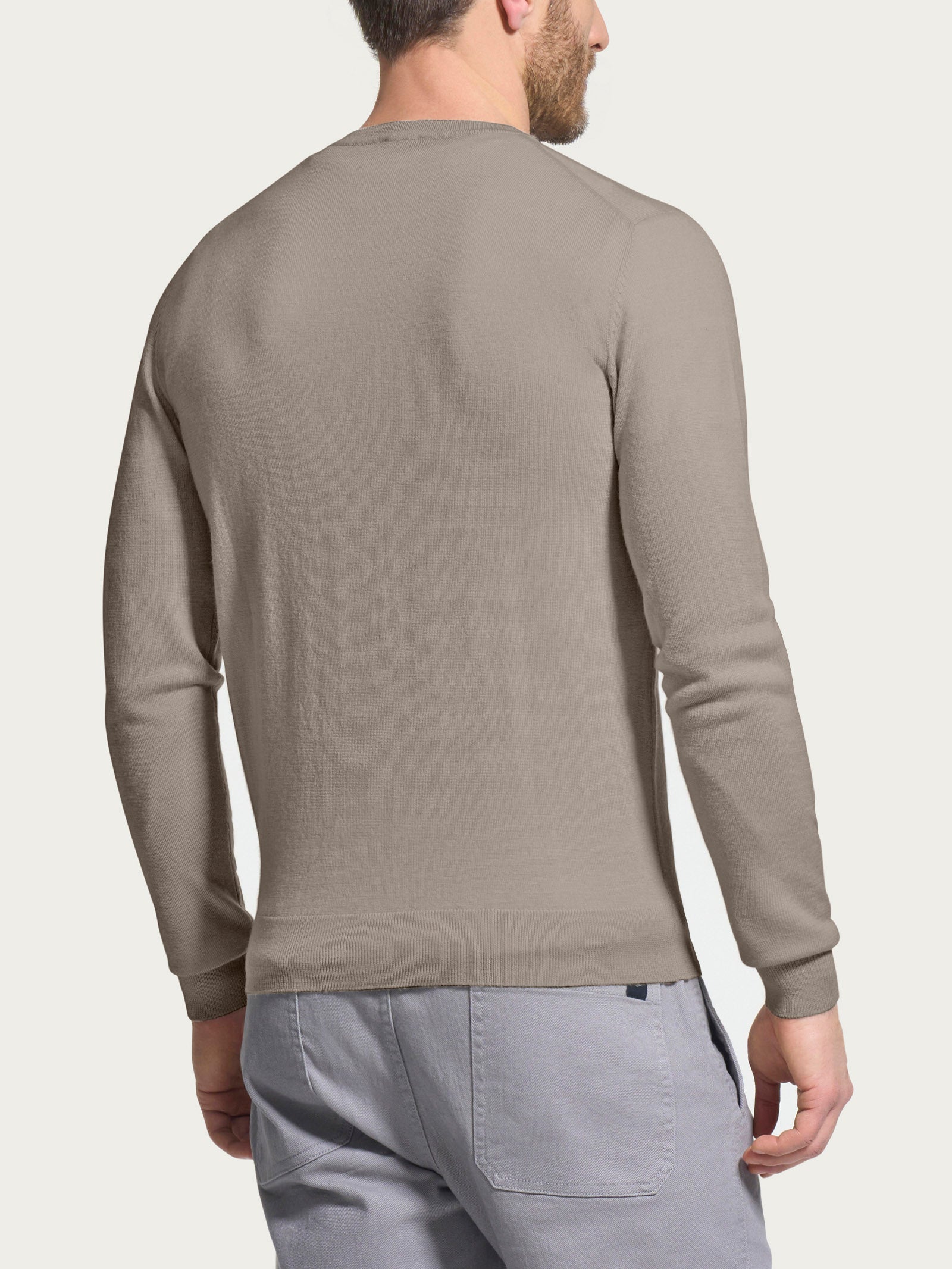 Pull girocollo a maglia unita in Merino Soft Marroni Uomo - Ragno