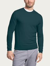 Pull girocollo a maglia unita in Merino Soft Verdi Uomo - Ragno