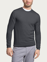 Pull girocollo a maglia unita in Merino Soft Grigi Uomo - Ragno