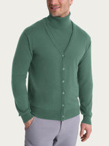 Cardigan a maglia unita in Merino Soft Verdi Uomo - Ragno