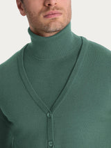 Cardigan a maglia unita in Merino Soft Verdi Uomo - Ragno