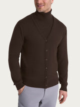 Cardigan a maglia unita in Merino Soft Marroni Uomo - Ragno