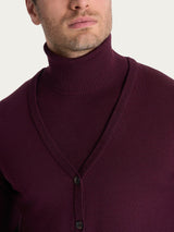 Cardigan a maglia unita in Merino Soft Viola Uomo - Ragno