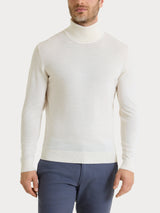 Dolcevita a maglia unita in Merino Soft Bianchi Uomo - Ragno