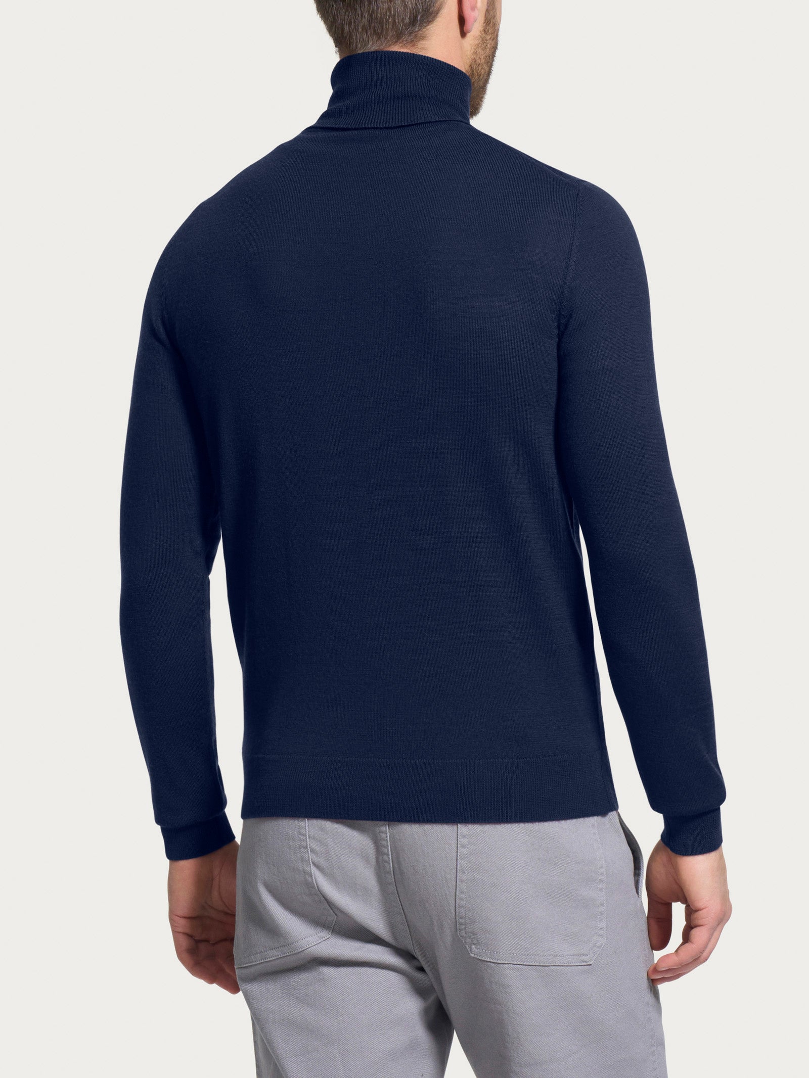 Dolcevita a maglia unita in Merino Soft Blu Uomo - Ragno