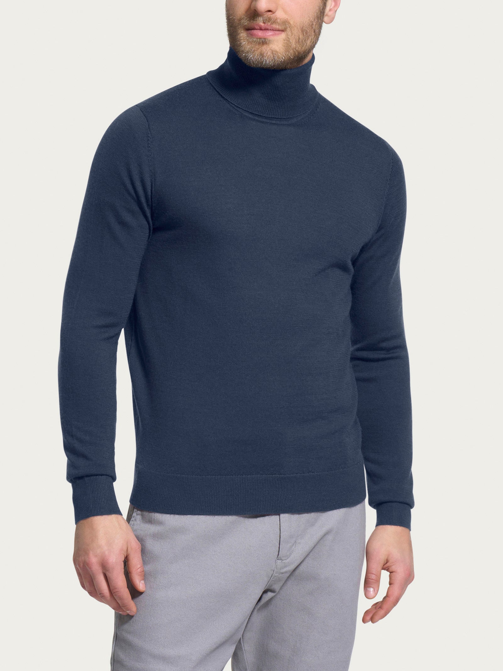 Dolcevita a maglia unita in Merino Soft Viola Uomo - Ragno