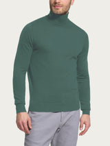 Dolcevita a maglia unita in Merino Soft Verdi Uomo - Ragno