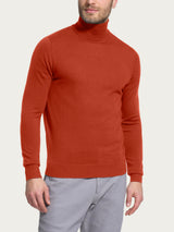 Dolcevita a maglia unita in Merino Soft Arancioni Uomo - Ragno