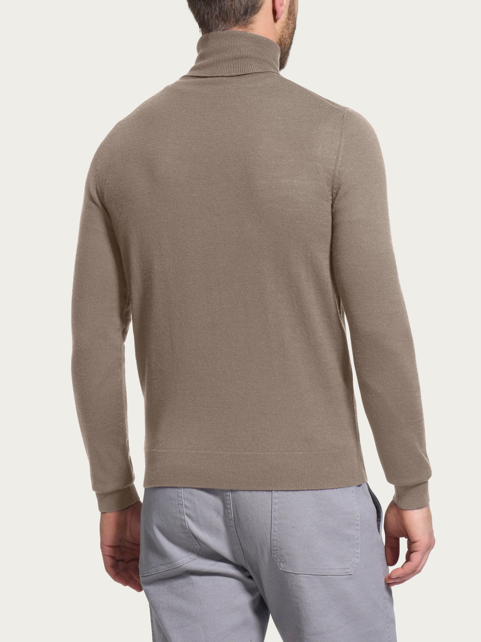 Dolcevita a maglia unita in Merino Soft Marroni Uomo - Ragno