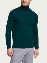 Dolcevita a maglia unita in Merino Soft Verdi Uomo - Ragno