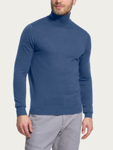 Dolcevita a maglia unita in Merino Soft Blu Uomo - Ragno