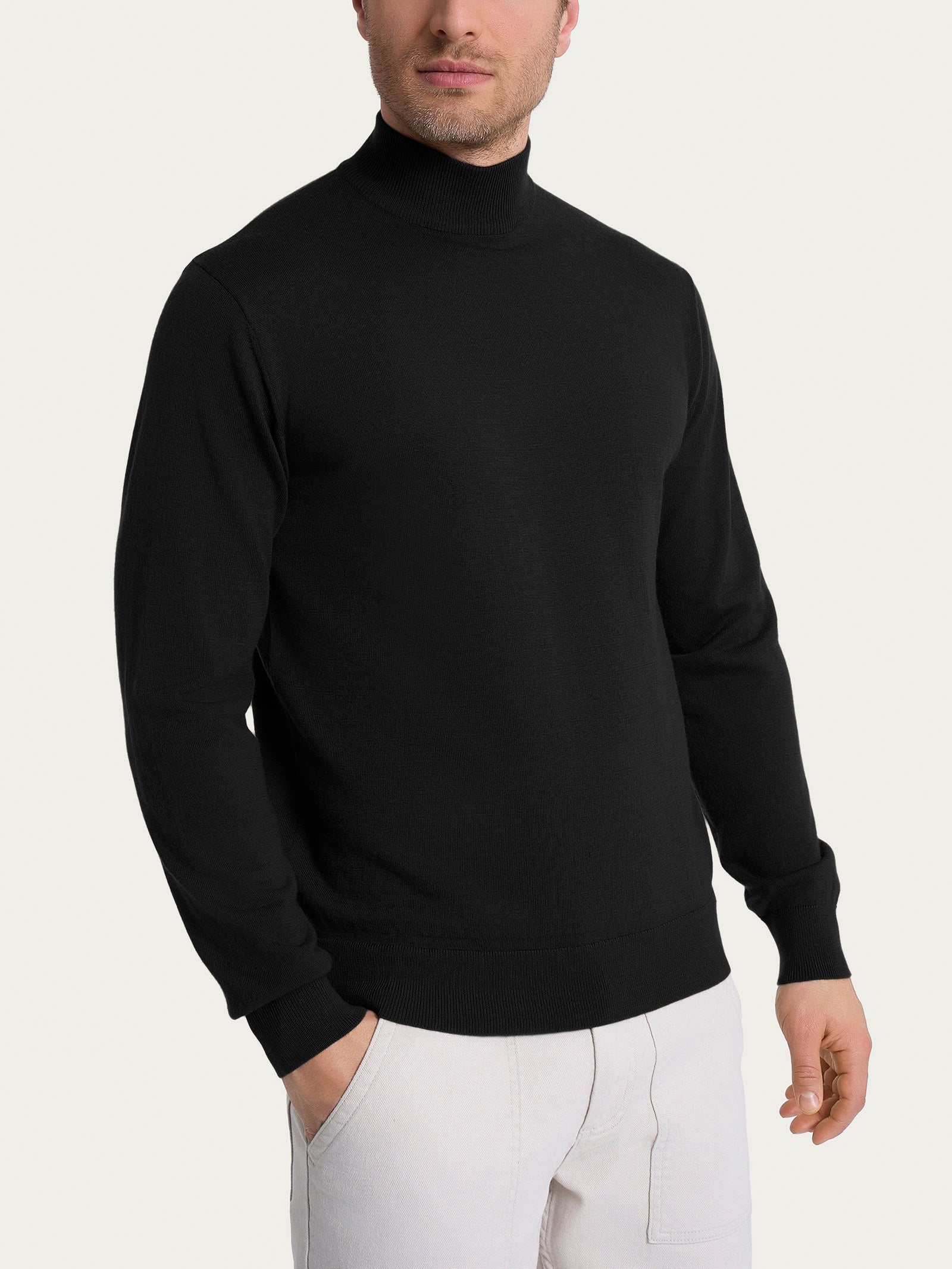 Lupetto in maglia unita in Merino Soft Neri Uomo - Ragno