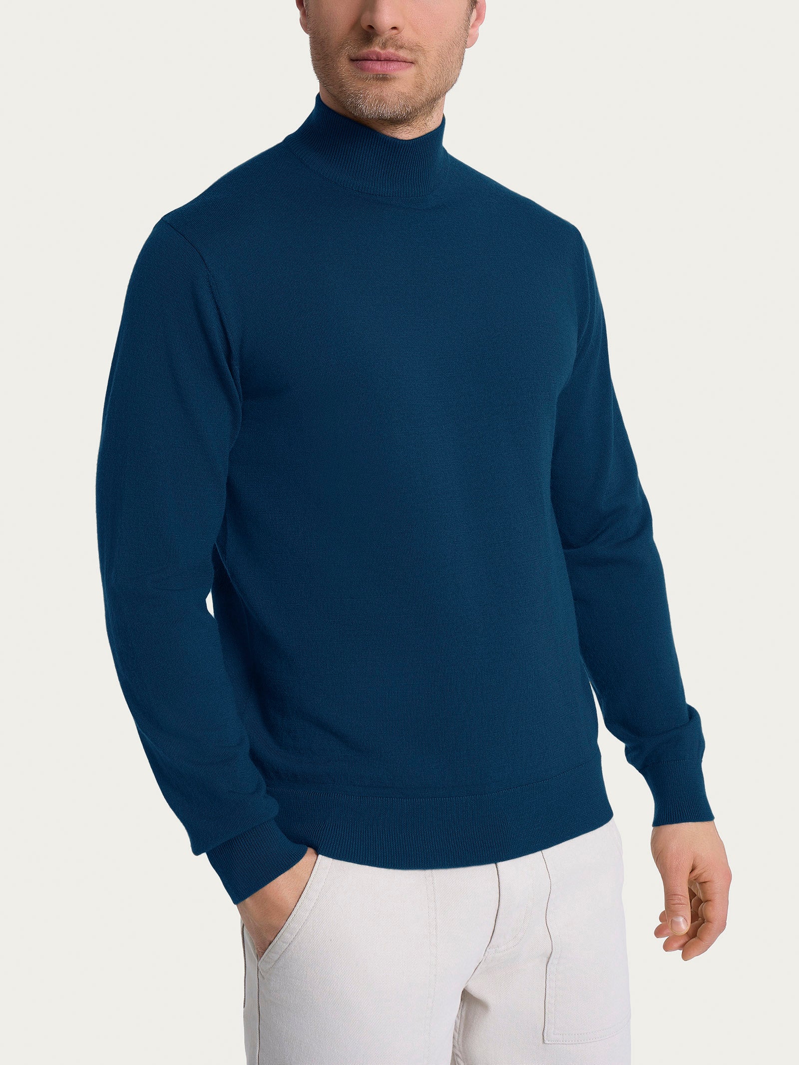 Lupetto in maglia unita in Merino Soft Azzurri Uomo - Ragno