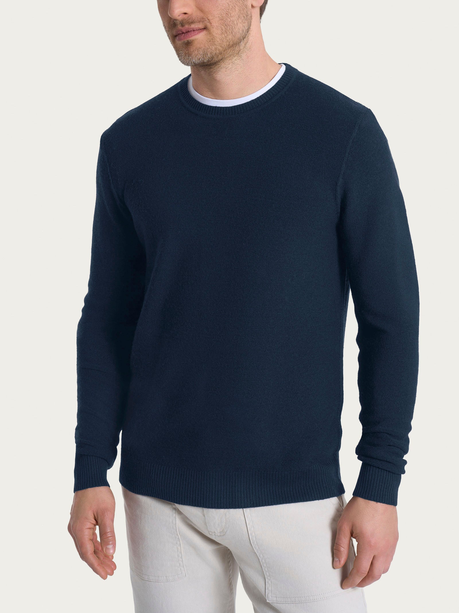 Pull girocollo Punto Links in Merino Soft Blu Uomo - Ragno