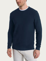 Pull girocollo Punto Links in Merino Soft Blu Uomo - Ragno