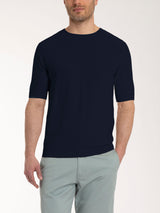 Maglia punto links a manica corta in puro cotone Blu Uomo - Ragno