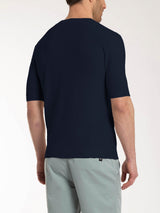 Maglia punto links a manica corta in puro cotone Blu Uomo - Ragno