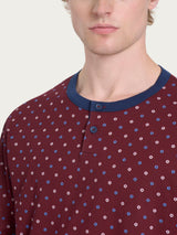 Pigiama a serafino con stile cravattier in Jersey di Cotone Rossi Uomo - Ragno