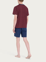 Pigiama corto con stile cravattier in Jersey di Cotone Rossi Uomo - Ragno