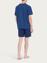 Pigiama corto con stile cravattier in Jersey di Cotone Blu Uomo - Ragno