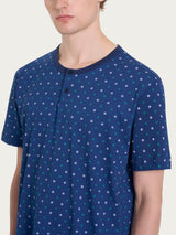 Pigiama corto con stile cravattier in Jersey di Cotone Blu Uomo - Ragno