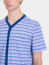 Pigiama corto aperto con fantasia geometrica in Jersey di Cotone Azzurri Uomo - Ragno