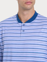 Pigiama lungo a righe in Jersey di Cotone Azzurri Uomo - Ragno