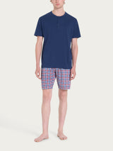 Pigiama corto con fantasia check in Jersey di Cotone Rossi Uomo - Ragno