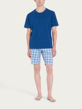 Pigiama corto con fantasia check in Jersey di Cotone Verdi Uomo - Ragno