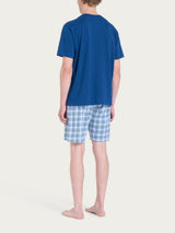 Pigiama corto con fantasia check in Jersey di Cotone Verdi Uomo - Ragno