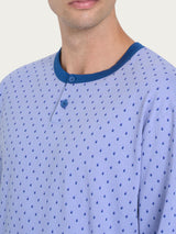 Pigiama a serafino con stile geometrico in Jersey di Cotone 44-56 Viola Uomo - Ragno