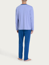 Pigiama lungo aperto con stile geometrico in Jersey di Cotone 44-56 Viola Uomo - Ragno