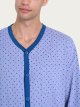 Pigiama lungo aperto con stile geometrico in Jersey di Cotone 44-56 Viola Uomo - Ragno