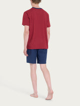 Pigiama corto a serafino con stile geometrico in Jersey di Cotone 44-56 Rossi Uomo - Ragno