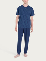 Pigiama trittico con stile geometrico in Jersey di Cotone Blu Uomo - Ragno