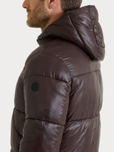 Piumino shiny con cappuccio in Vegan Down Marroni Uomo - Ragno