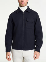 Giacca con collo camicia in Vegan Wool Blu Uomo - Ragno