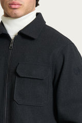 Giacca con collo camicia in Vegan Wool Neri Uomo - Ragno